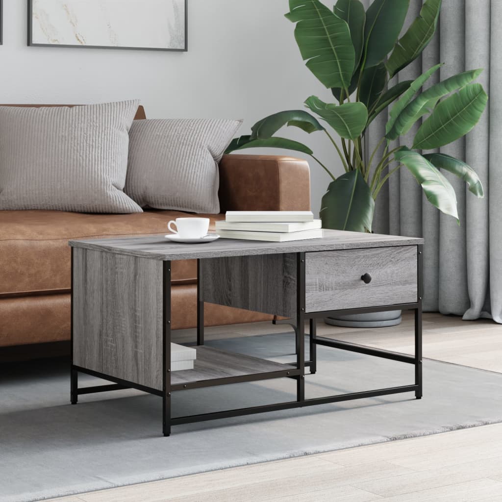 vidaXL sofabord 85,5x51x45 cm konstrueret træ grå sonoma-eg