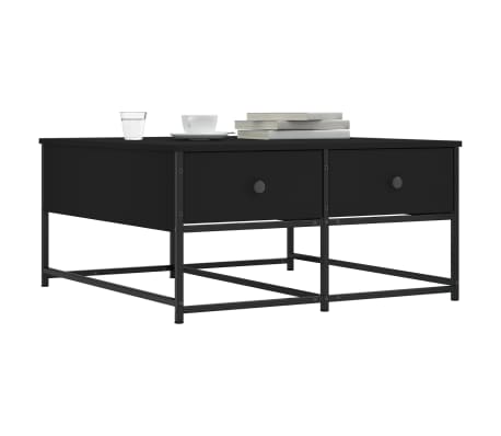 vidaXL Mesa de centro madera de ingeniería negro 80x80x40 cm