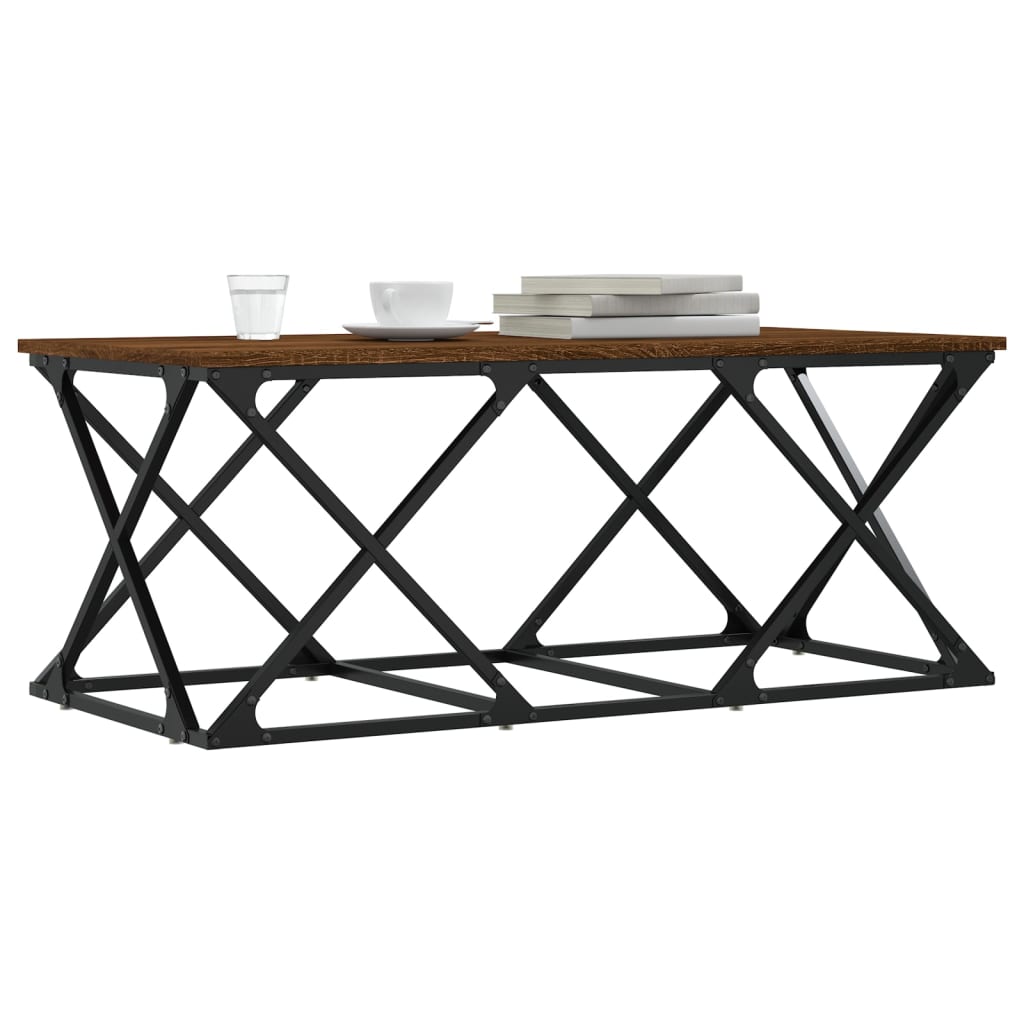 vidaXL Salontafel 100x49x40 cm bewerkt hout bruin eikenkleur afbeelding