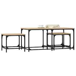 vidaXL Uklapajući stolići za kavu 3 kom boja hrasta konstruirano drvo