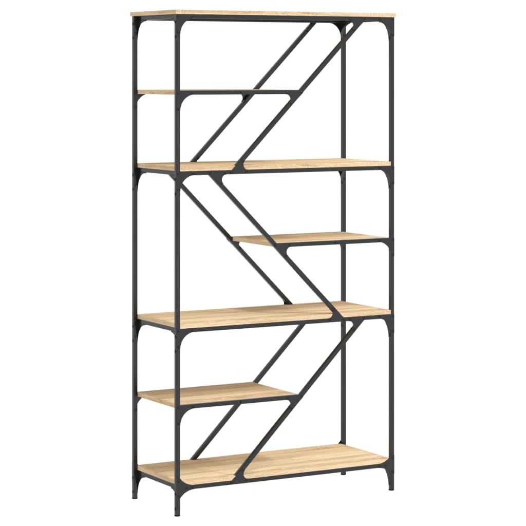 E-shop vidaXL Knižnica dub sonoma 91x36x176 cm kompozitné drevo a oceľ