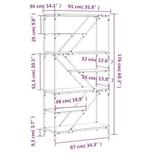 Knihovna kouřový dub 91 x 36 x 176 cm kompozitní dřevo a ocel - obrázek 9