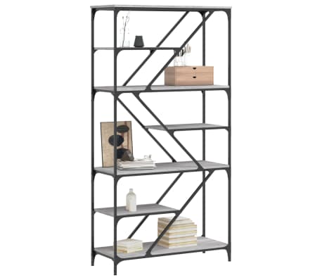 vidaXL B&uuml;cherregal Grau Sonoma 91x36x176 cm Holzwerkstoff und Stahl