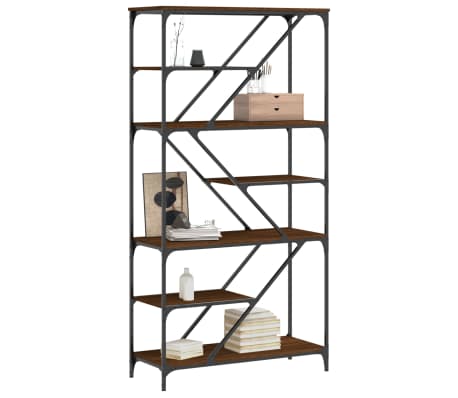 vidaXL Bookshelf Brown Oak 91x36x176 cm Engineered Wood and Steel