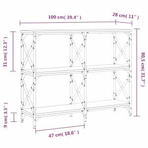 Konzolový stolek kouřový dub 100x28x80,5 cm kompozitní dřevo - obrázek 9