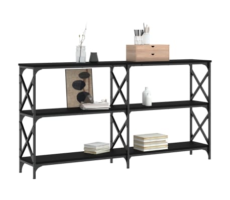 vidaXL konsoollaud, must, 156 x 28 x 80,5 cm, tehispuit