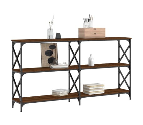 vidaXL Console Table Brown Oak Engineered wood, steel Large
