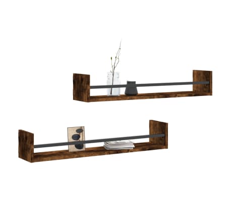 vidaXL 2 db f&uuml;st&ouml;s t&ouml;lgy sz&iacute;nű fali polc r&uacute;ddal 80 x 16 x 14 cm