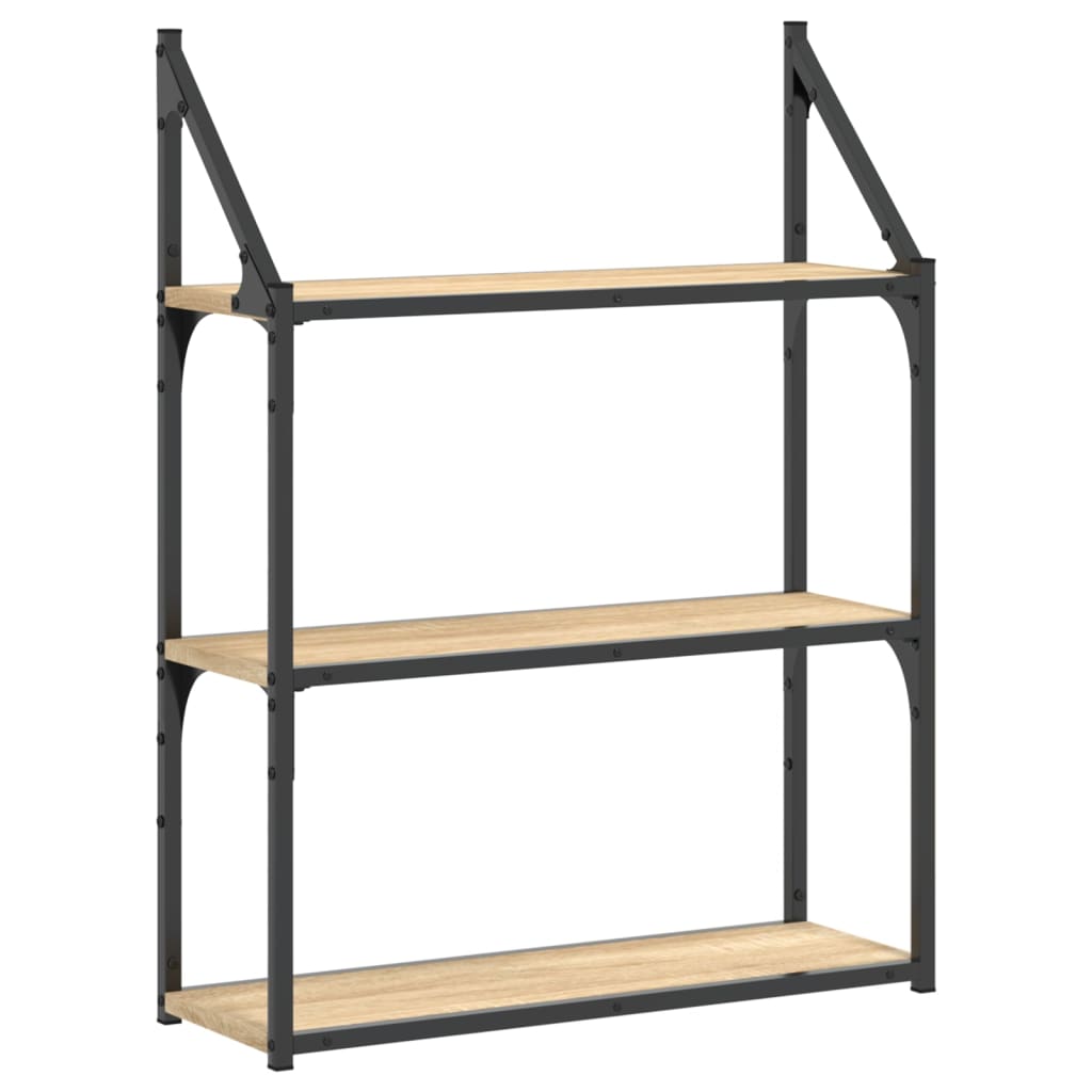 vidaXL 3patrová nástěnná police dub sonoma 60 x 21 x 78,5 cm kompozit