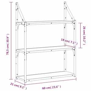 3patrová nástěnná police dub sonoma 60 x 21 x 78,5 cm kompozit - obrázek 8