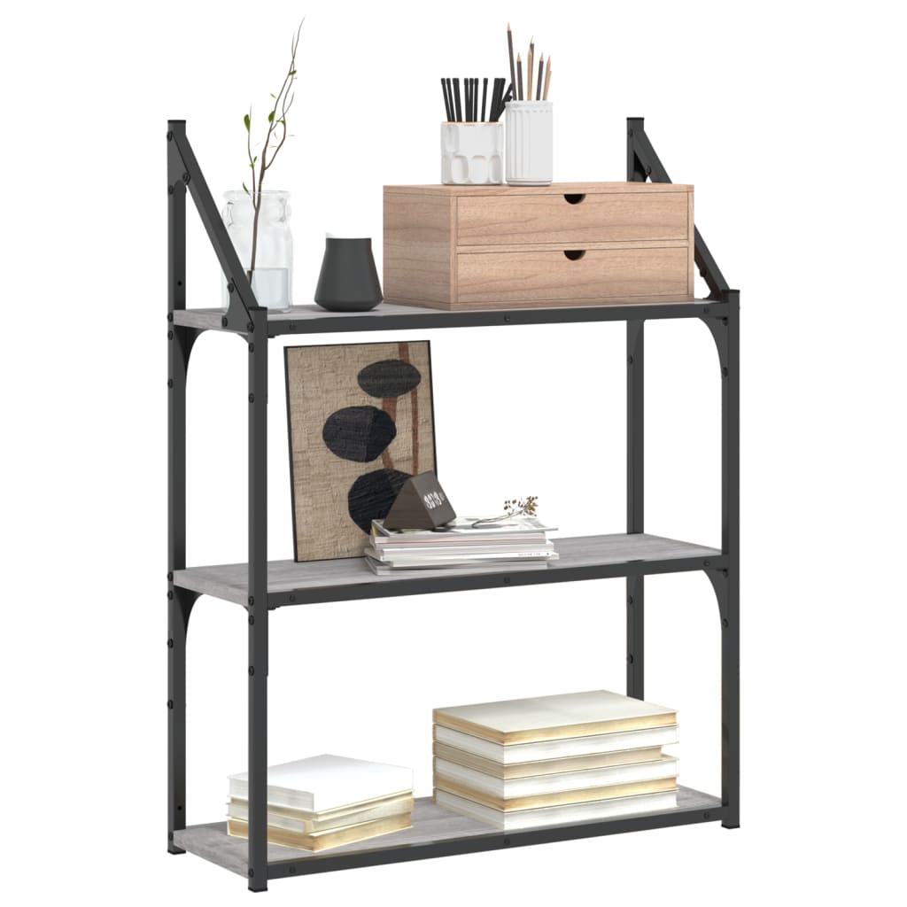 vidaXL Seinähylly 3 kerrosta harmaa Sonoma 60x21x78,5 cm tekninen puu