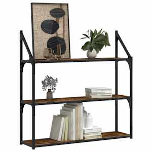 vidaXL &Eacute;tag&egrave;re murale 3 niveaux ch&ecirc;ne fum&eacute; 80x21x78,5 cm
