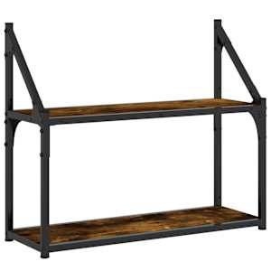2patrová nástěnná police kouřový dub 60 x 21 x 51 cm kompozit - obrázek 2