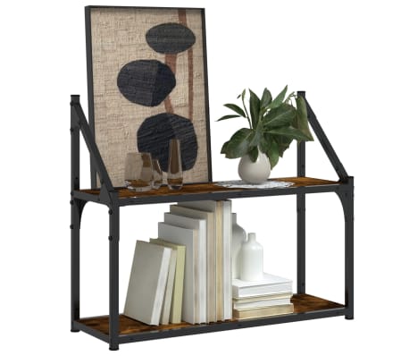 vidaXL Raft cu 2 niveluri, stejar afumat, 60x21x51 cm, lemn prelucrat