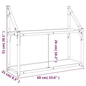 2patrová nástěnná police kouřový dub 60 x 21 x 51 cm kompozit - obrázek 8