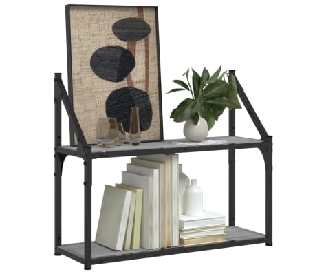 vidaXL 2-līmeņu sienas plaukts, pelēks, 60x21x51 cm, koks