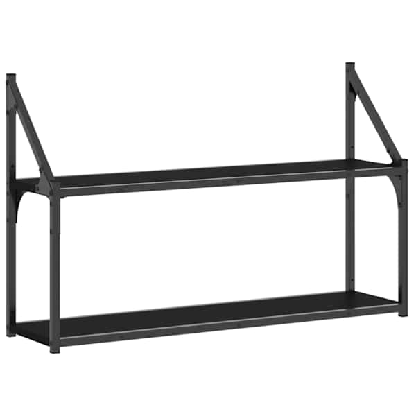 vidaXL 2-korruseline seinariiul, must, 80 x 21 x 51 cm, tehispuit