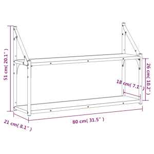 2patrová nástěnná police dub sonoma 80 x 21 x 51 cm kompozit - obrázek 8