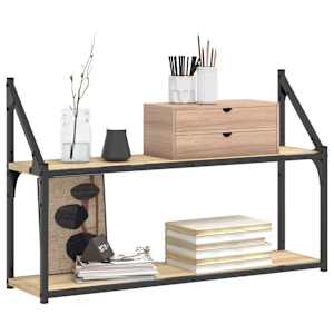 vidaXL 2-Tier Wall Shelf Sonoma Oak 80x21x51 cm Engineered Wood