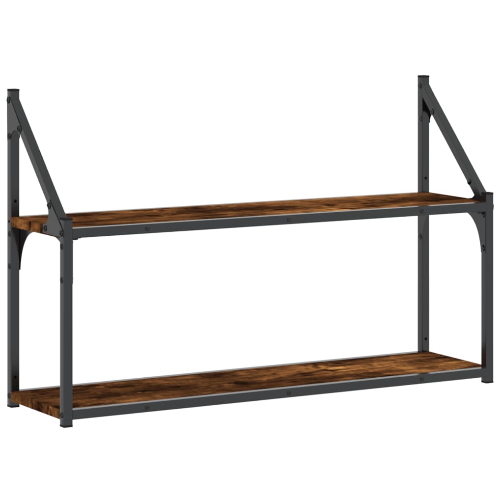 vidaXL 2patrová nástěnná police kouřový dub 80 x 21 x 51 cm kompozit
