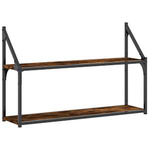 2patrová nástěnná police kouřový dub 80 x 21 x 51 cm kompozit - obrázek 2