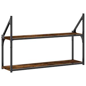 2patrová nástěnná police kouřový dub 80 x 21 x 51 cm kompozit - obrázek 6