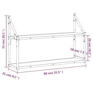 2patrová nástěnná police kouřový dub 80 x 21 x 51 cm kompozit - obrázek 8