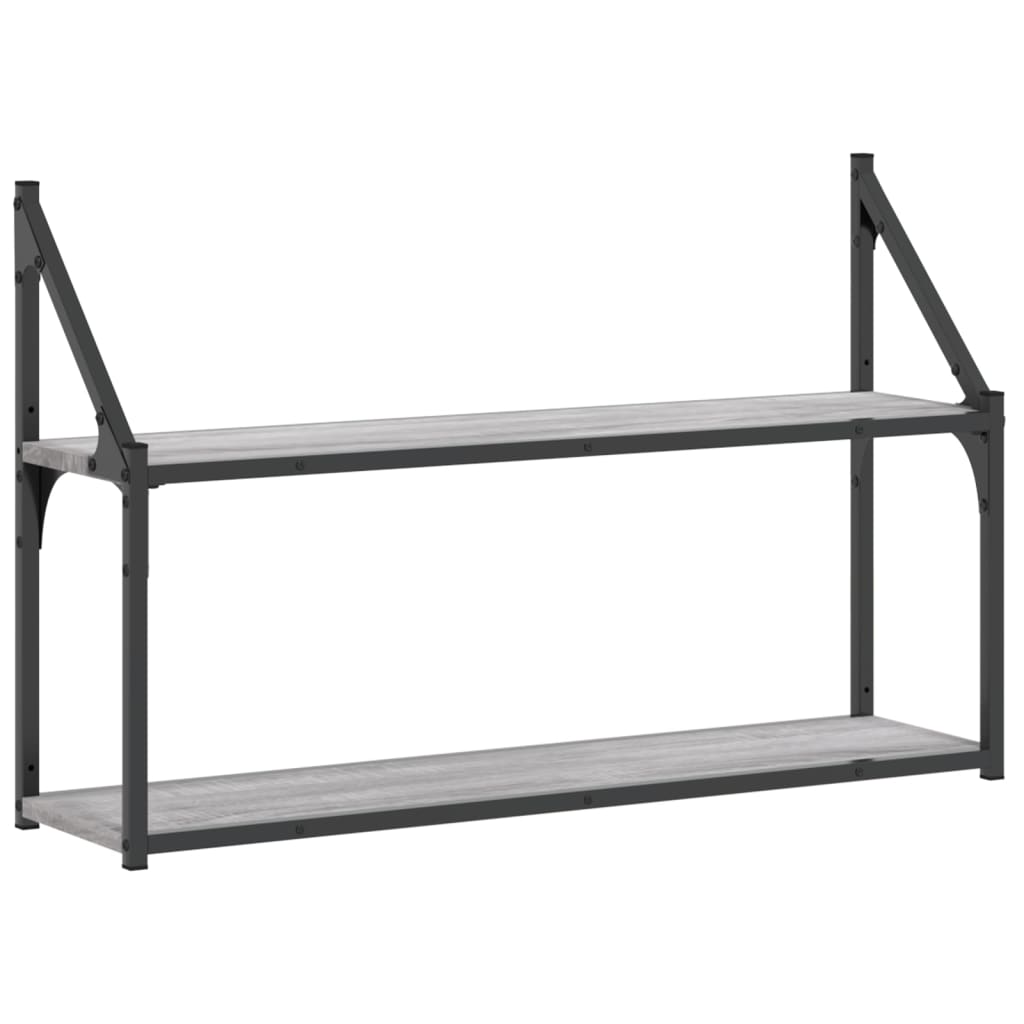 vidaXL 2patrová nástěnná police šedá sonoma 80 x 21 x 51 cm kompozit