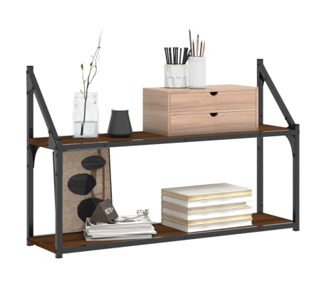 vidaXL Raft cu 2 niveluri, stejar maro, 80x21x51 cm, lemn prelucrat