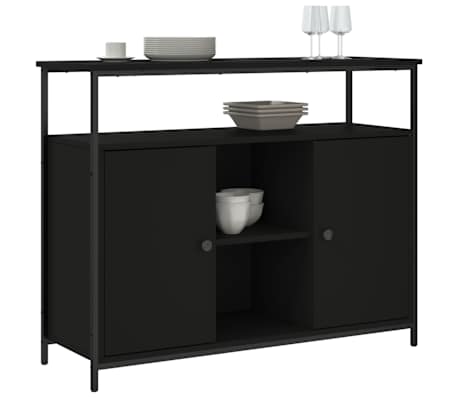 vidaXL Buffet noir 100x35x80 cm bois d'ing&eacute;nierie