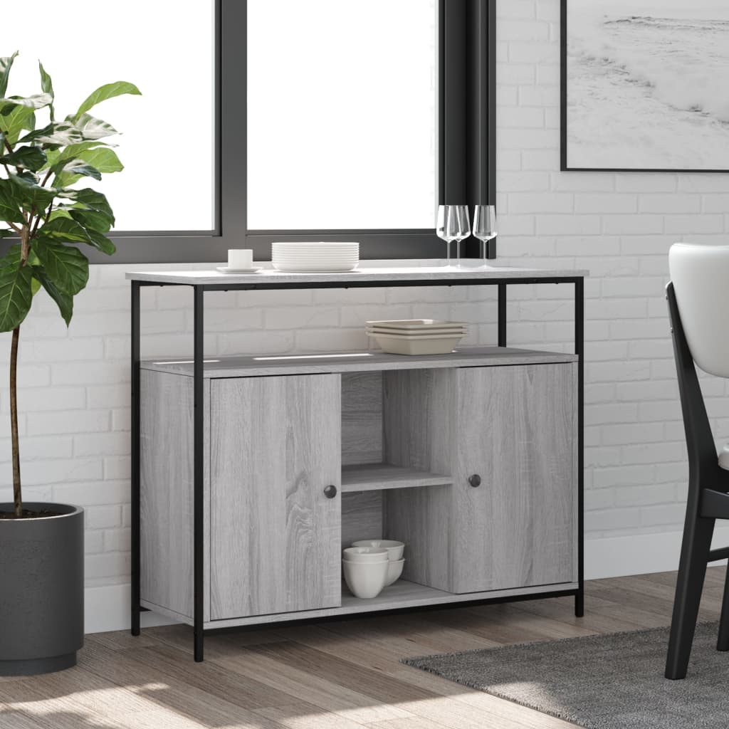 vidaXL Sideboard Grau Sonoma 100x35x80 cm Holzwerkstoff