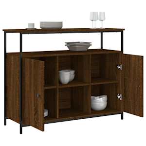 Příborník hnědý dub 100 x 35 x 80 cm kompozitní dřevo - obrázek 4