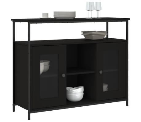 vidaXL Sideboard Schwarz 100x35x80 cm Holzwerkstoff