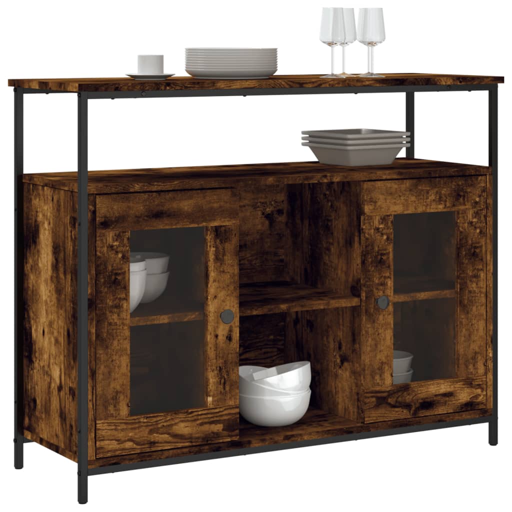 vidaXL Dressoir 100x35x80 cm bewerkt hout gerookt eikenkleurig afbeelding
