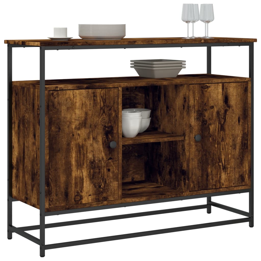 vidaXL Dressoir 100x35x80 cm bewerkt hout gerookt eikenkleurig afbeelding