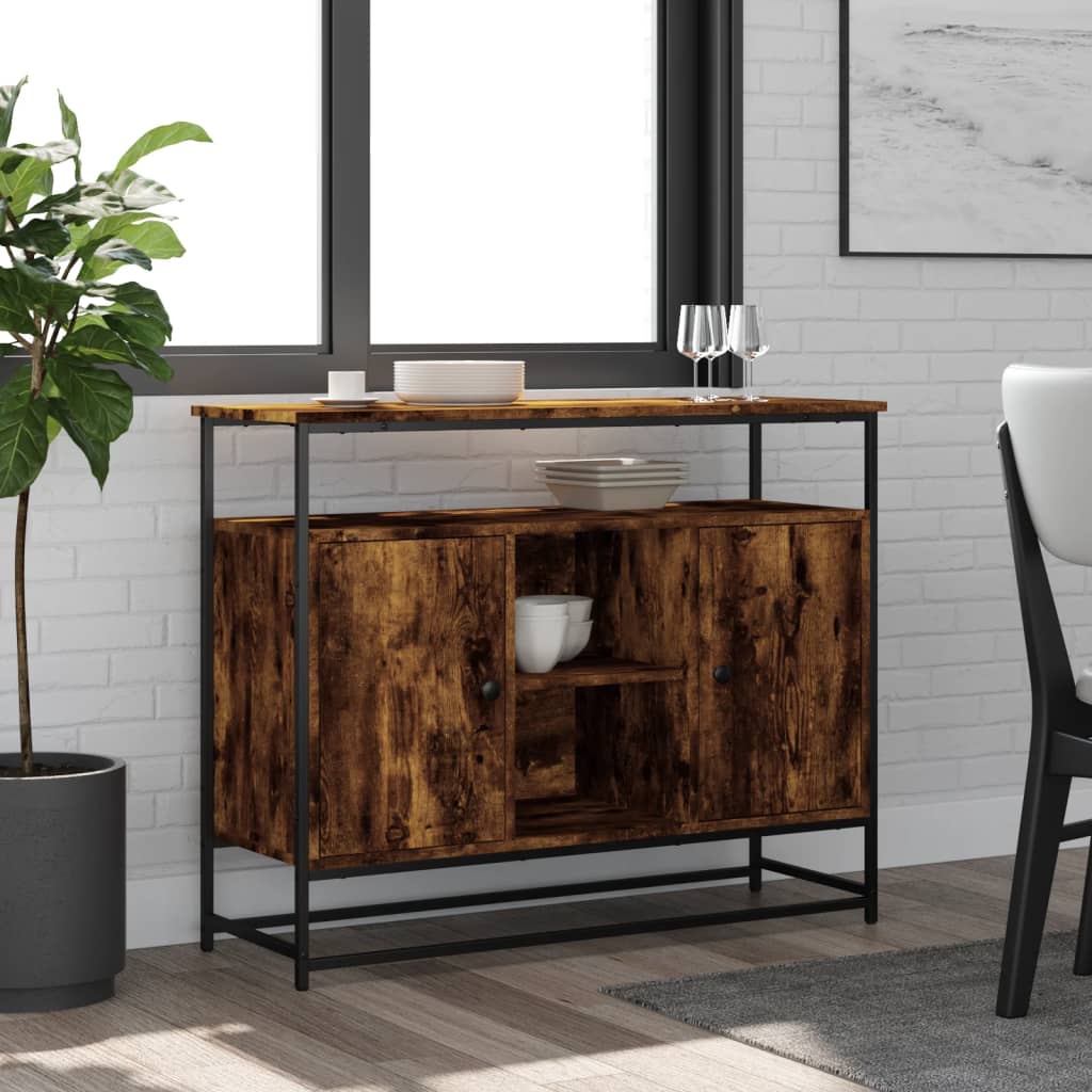 vidaXL Sideboard Räuchereiche 100x35x80 cm Holzwerkstoff