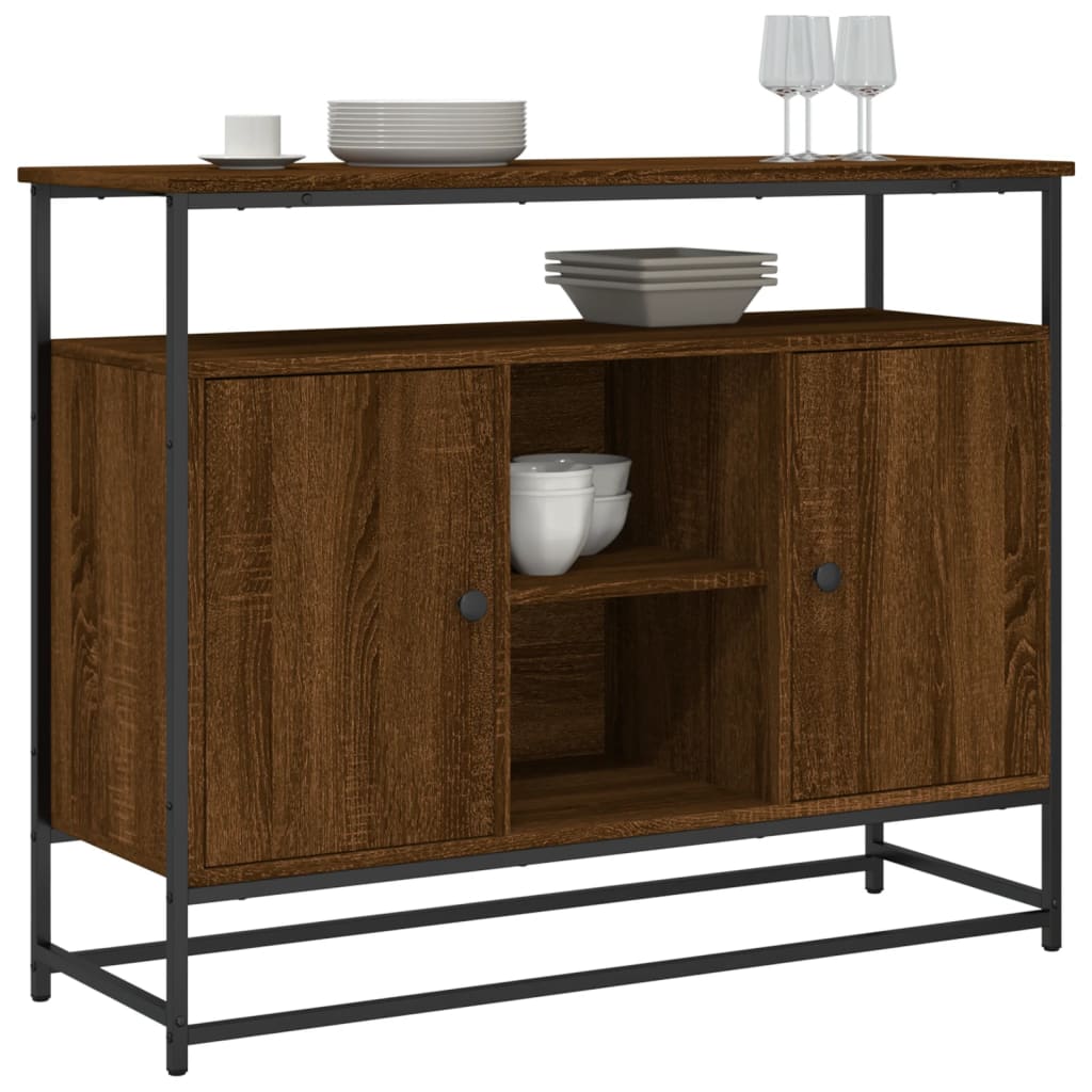 vidaXL Dressoir 100x35x80 cm bewerkt hout bruin eikenkleur afbeelding