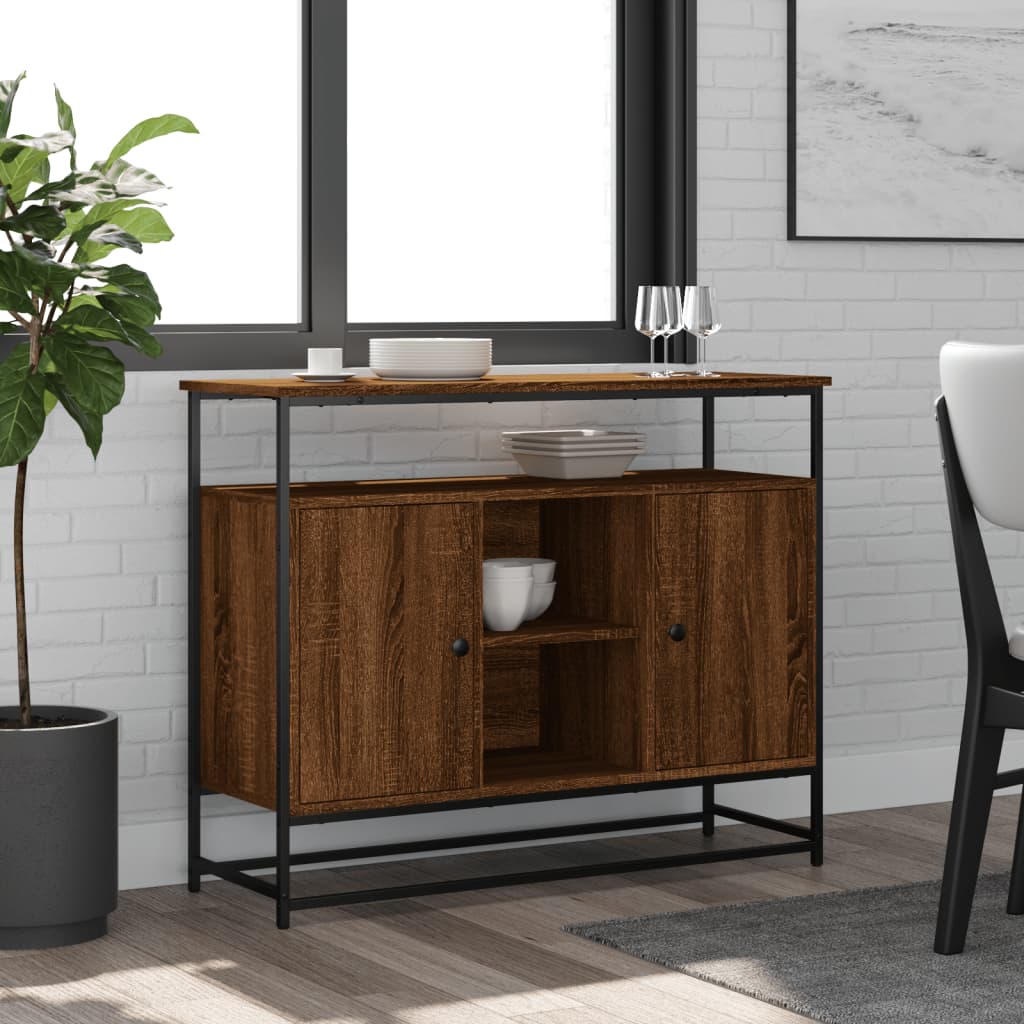 vidaXL Sideboard Braun Eichen-Optik 100x35x80 cm Holzwerkstoff