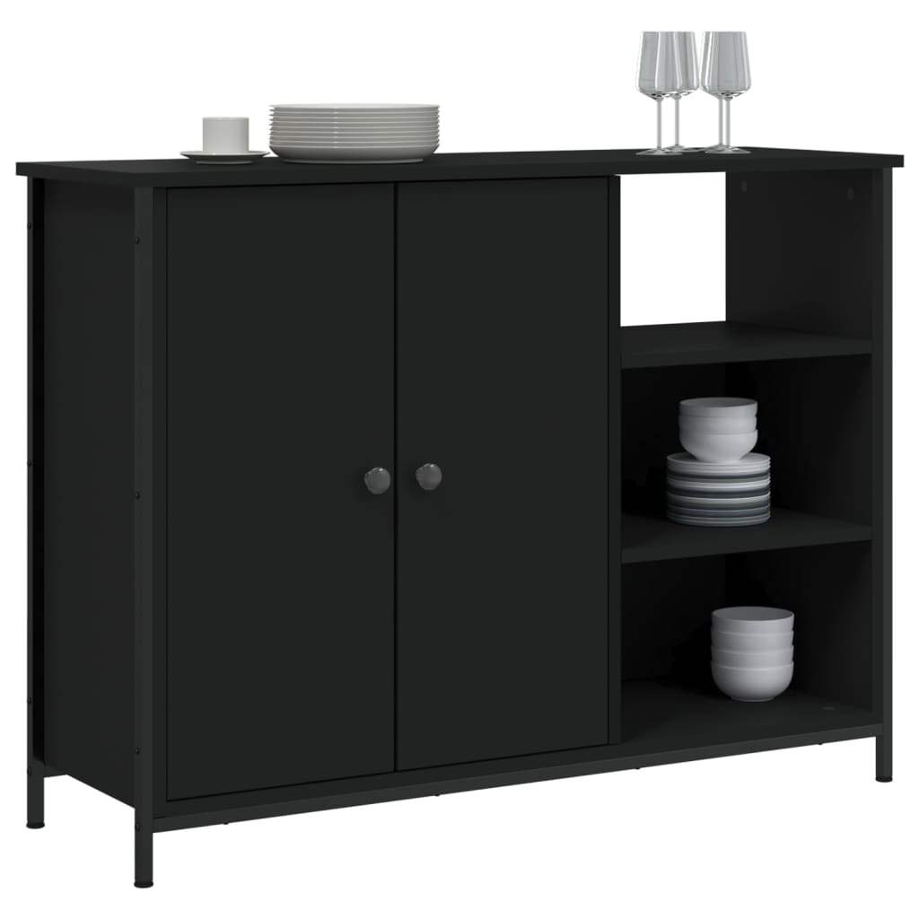 vidaXL Dressoir 100x33x75 cm bewerkt hout zwart afbeelding