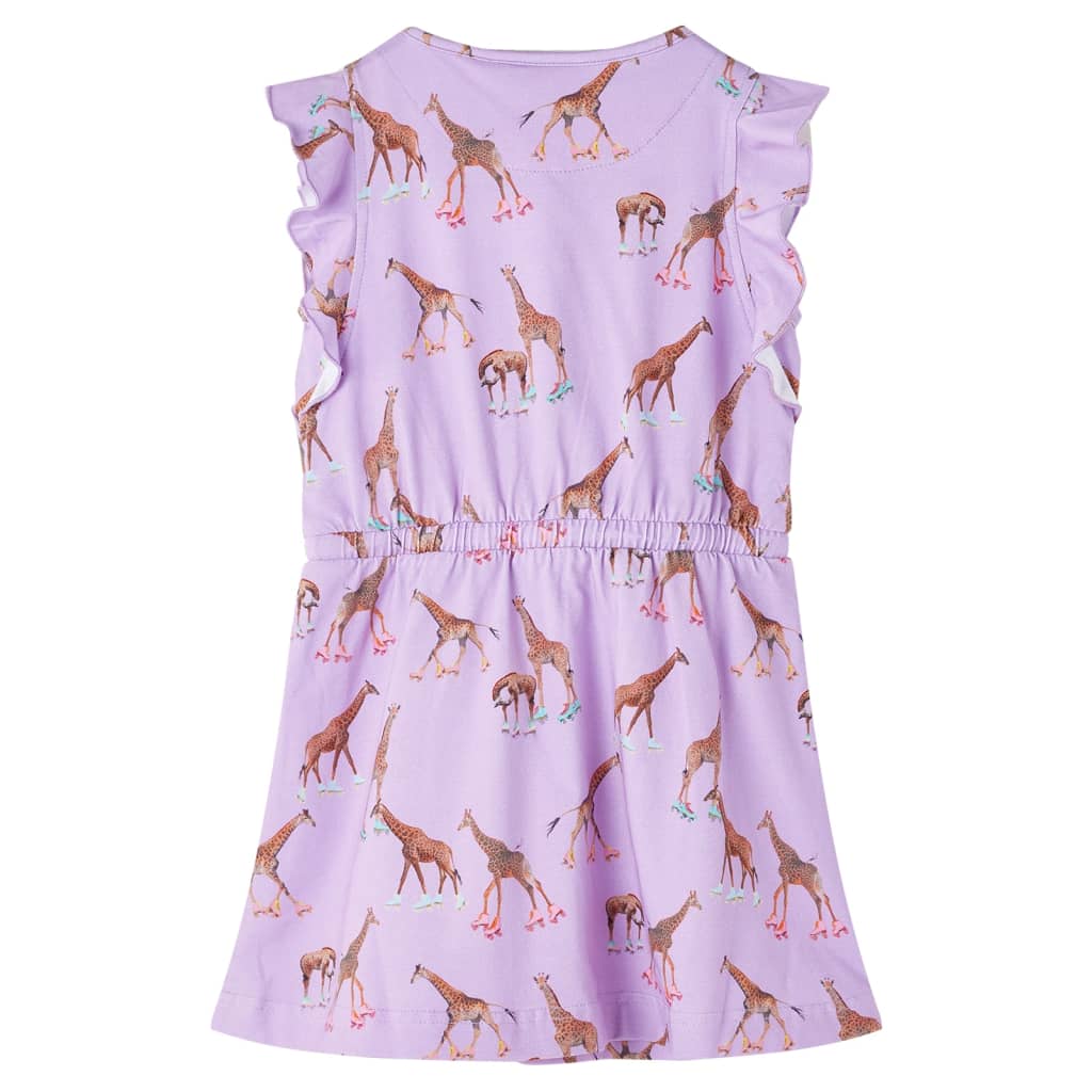 vidaXL Rochie de copii, mâneci cu volane șnur talie, lila 128