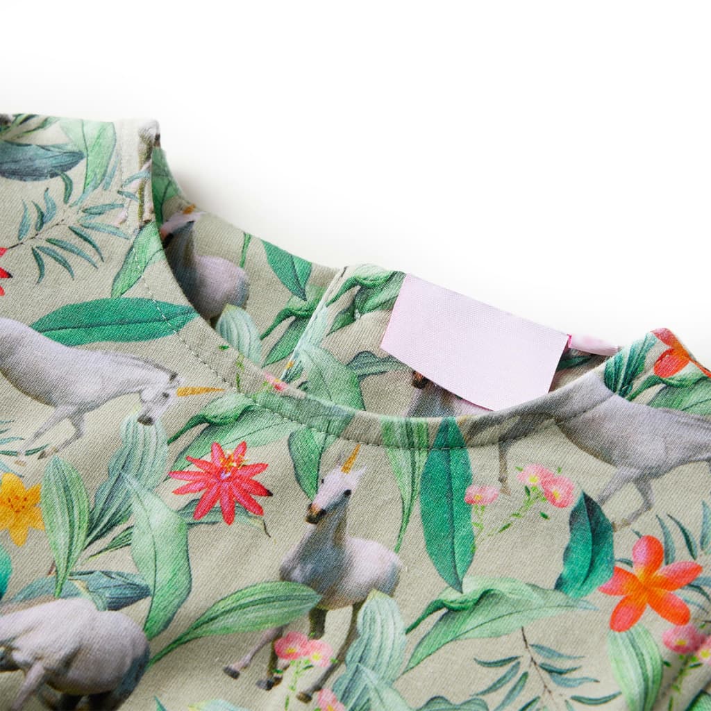 Thumbnail - vidaXL Kinderkleid mit Flügelärmeln Hellkhaki 104