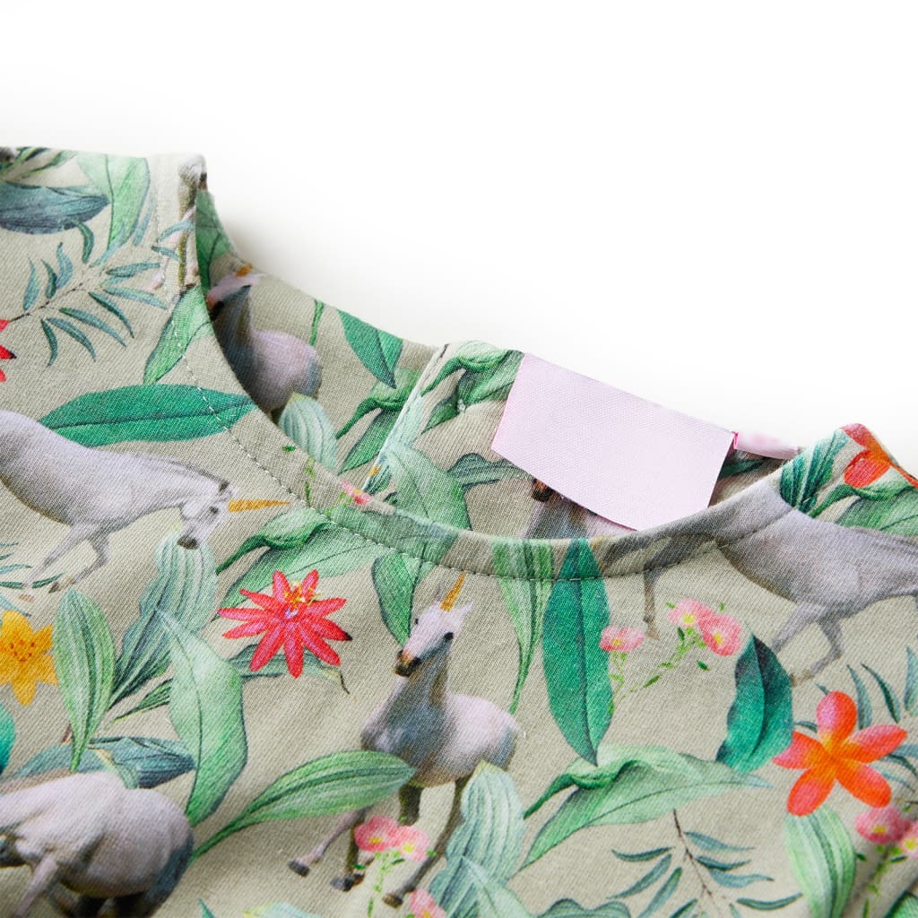 Thumbnail - vidaXL Kinderkleid mit Flügelärmeln Hellkhaki 128
