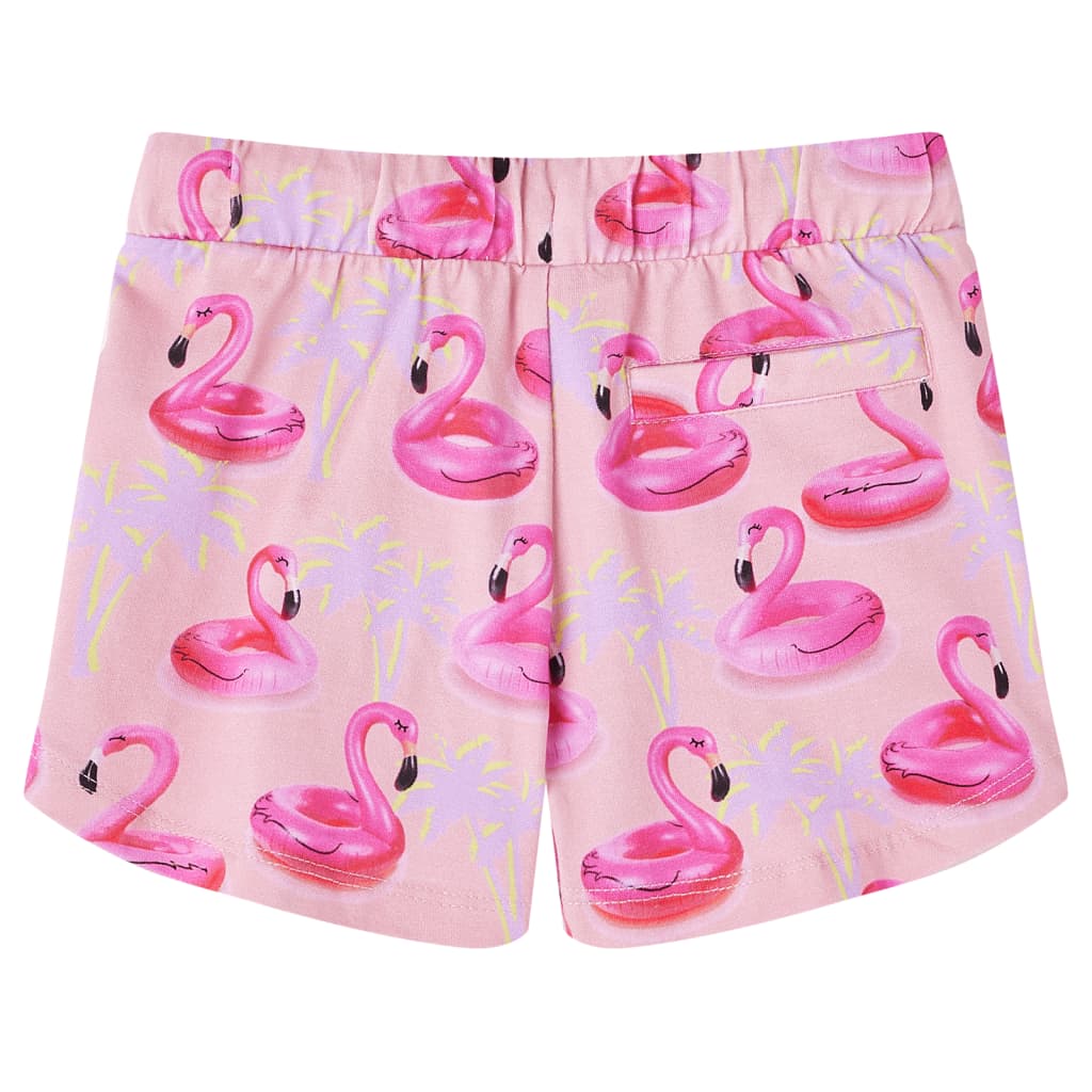 Pantaloni scurți copii cu șnur imprimeu colac flamingo roz deschis 104