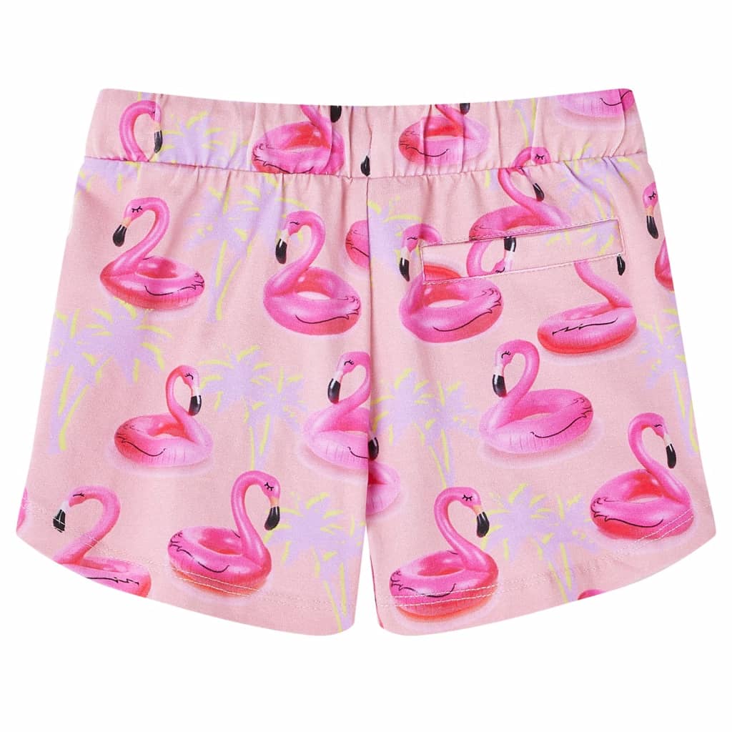 Pantaloni scurți copii cu șnur imprimeu colac flamingo roz deschis 116