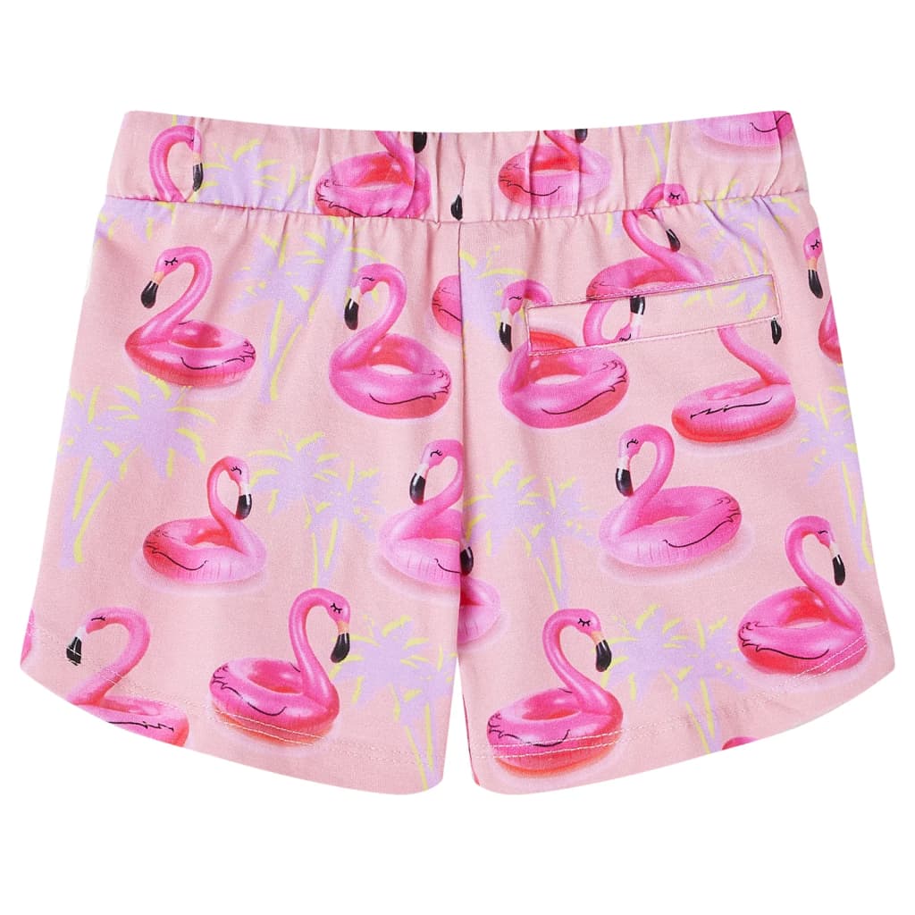 Pantaloni scurți copii cu șnur imprimeu colac flamingo roz deschis 128