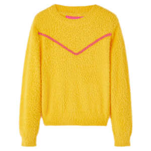 Otroški pulover pleten temno oker 104