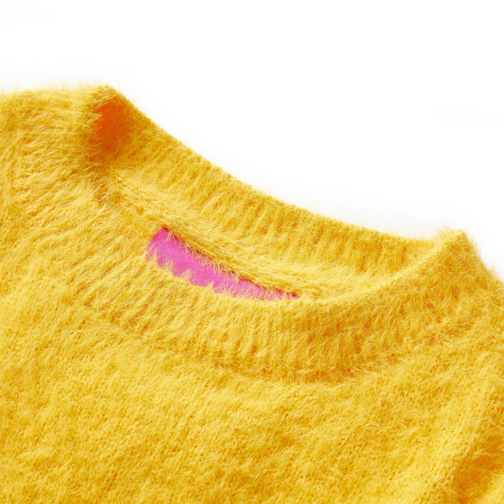 Thumbnail - vidaXL Kinderpullover Gestrickt Dunkles Ocker 128