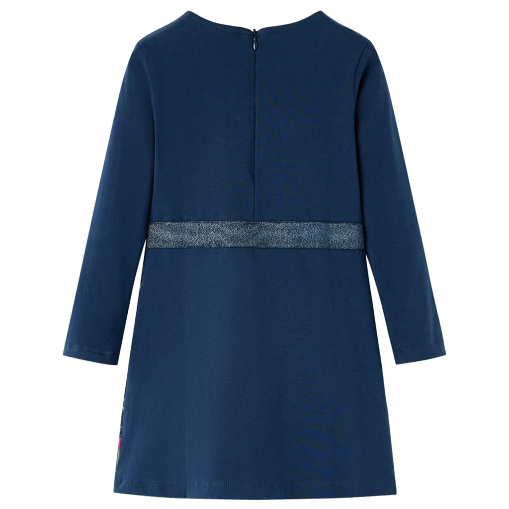 vidaXL Kinderjurk met lange mouwen 92 marineblauw afbeelding