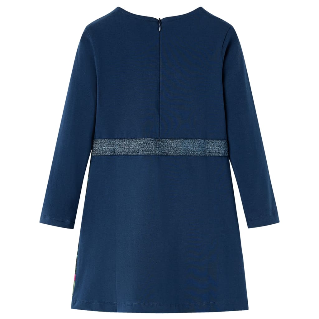 vidaXL Kinderjurk met lange mouwen 116 marineblauw afbeelding