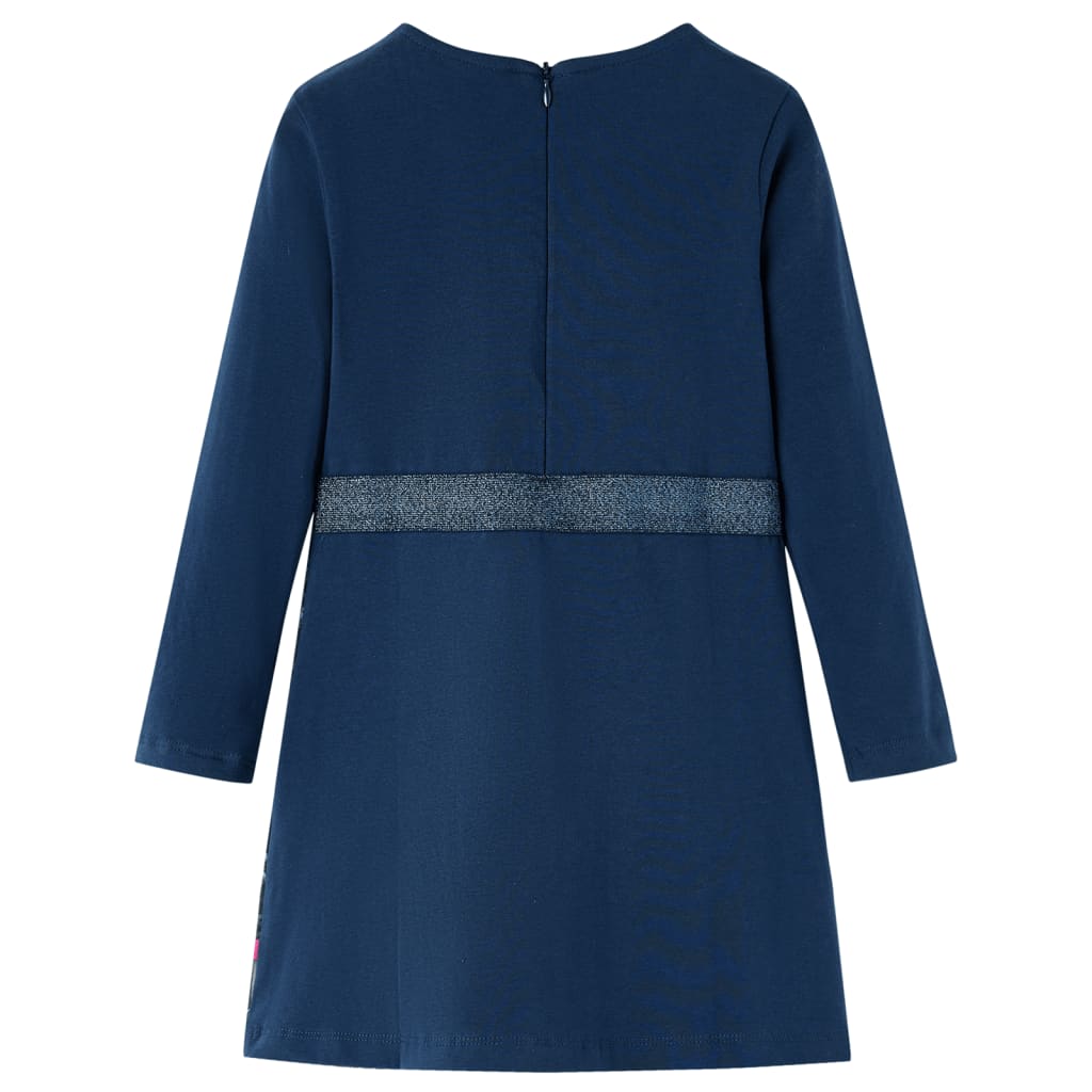 vidaXL Kinderjurk met lange mouwen 128 marineblauw afbeelding